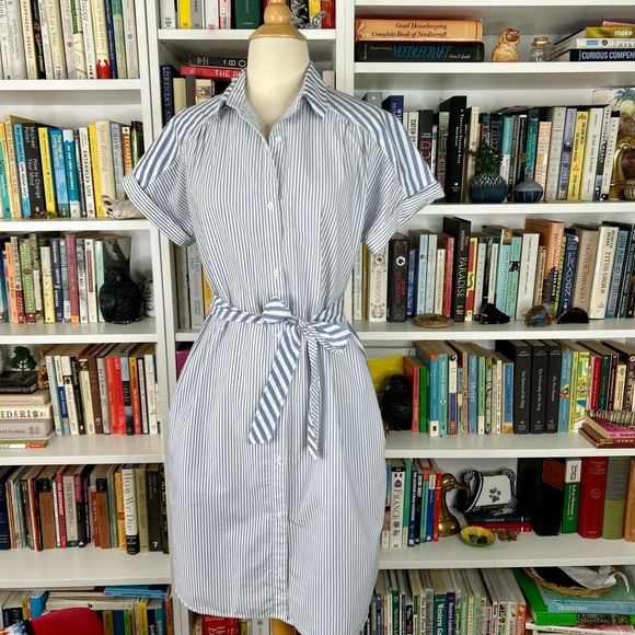 Pendleton Blue and White Striped belted shirt dress - Picture 8 of 8
